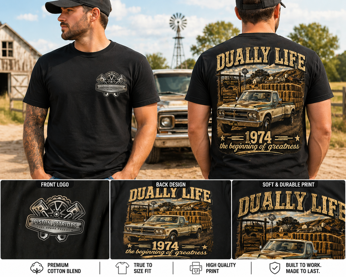Dually Life 1974 Vintage Truck Tee | Fat Bottom Garage